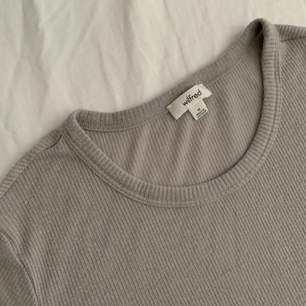 Grey Wilfred Ribbed Tee - Picture 2 of 4